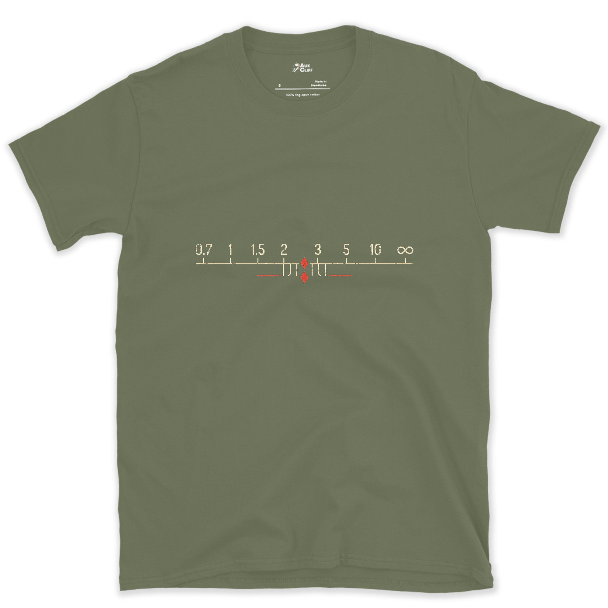 Only a Manual Lens Shooter Would Clock This design on a Military Green Gildan Softstyle t-shirt