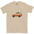 Bags and a Cooler Loaded on the Roof Rack design on a Sand Gildan Softstyle t-shirt