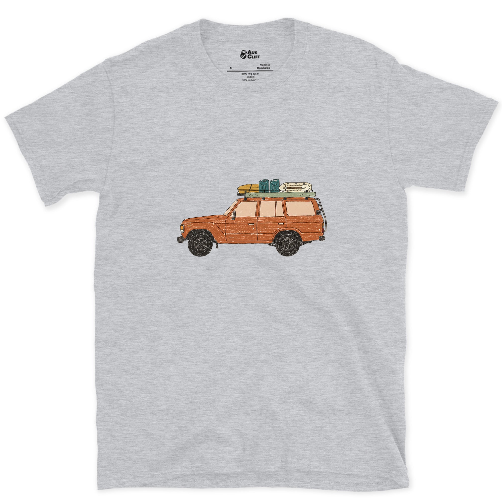 Bags and a Cooler Loaded on the Roof Rack design on a Sport Grey Gildan Softstyle t-shirt
