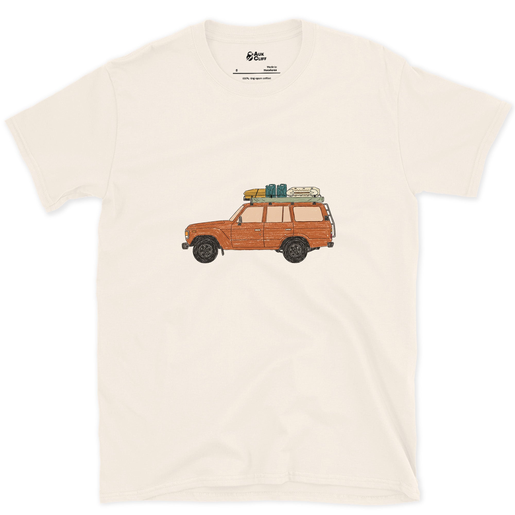Bags and a Cooler Loaded on the Roof Rack design on a Natural Gildan Softstyle t-shirt