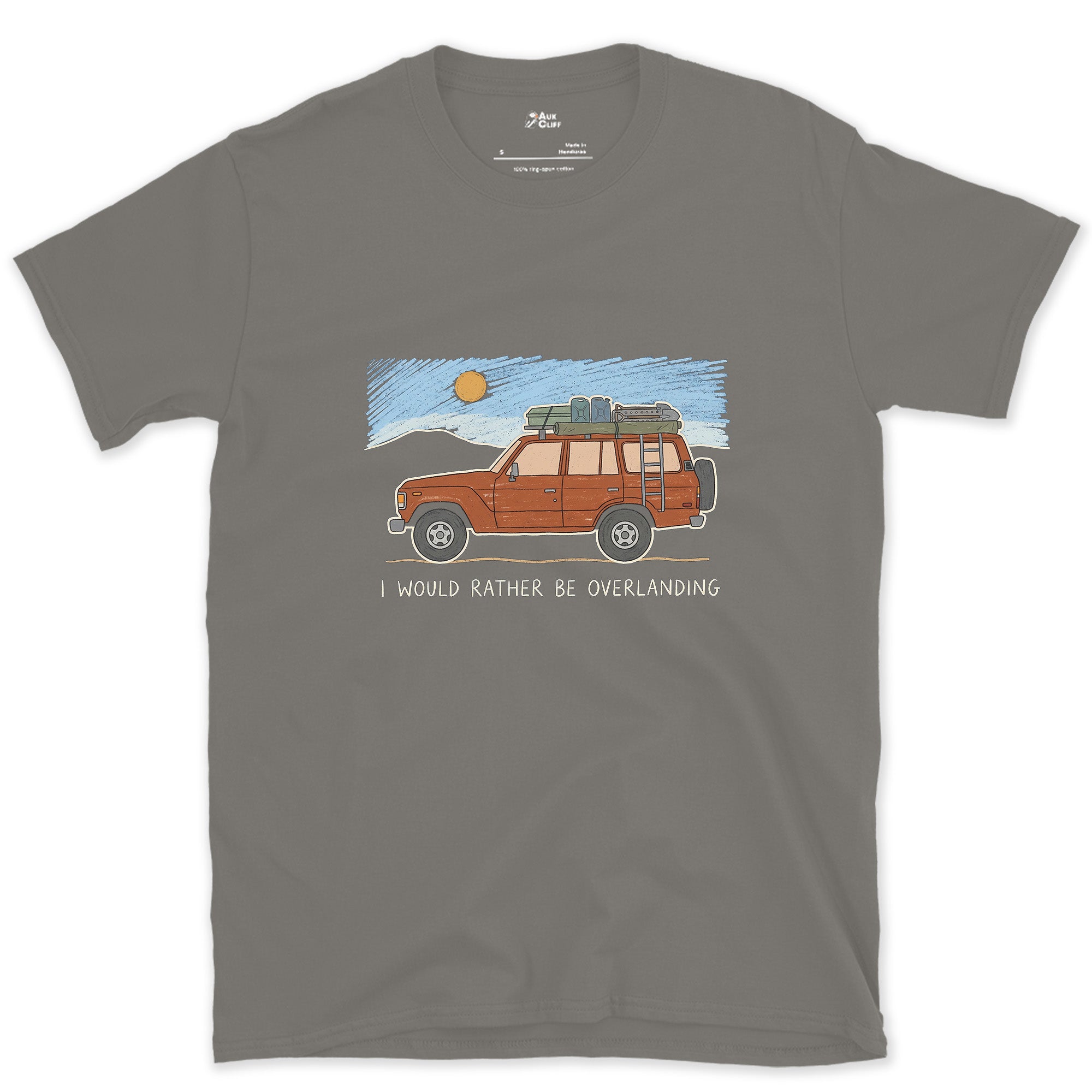 I Would Rather Be Overlanding design on a Charcoal Gildan Softstyle t-shirt