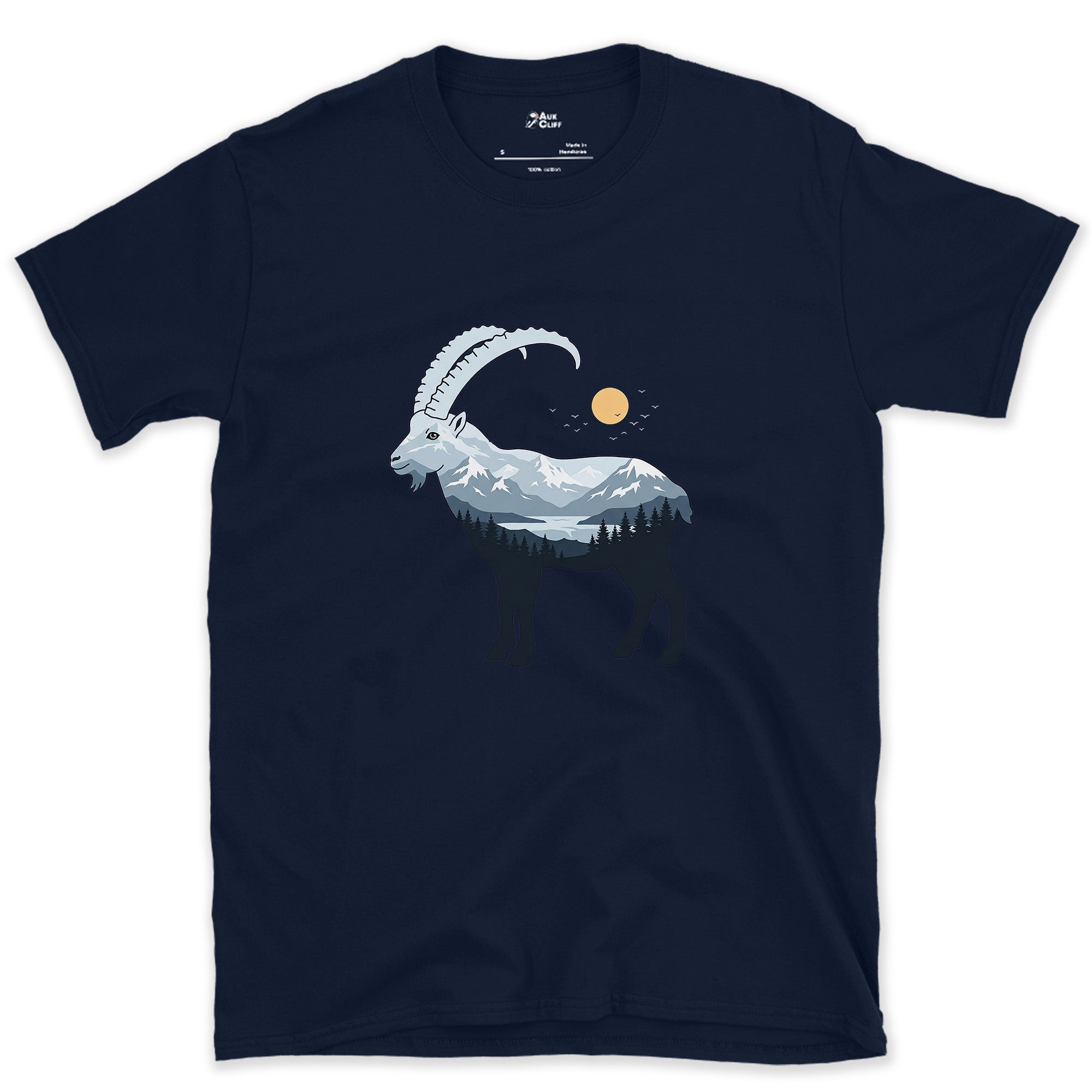 Ibex Treat a Peak Like Flat Ground design on a Navy Gildan Softstyle t-shirt