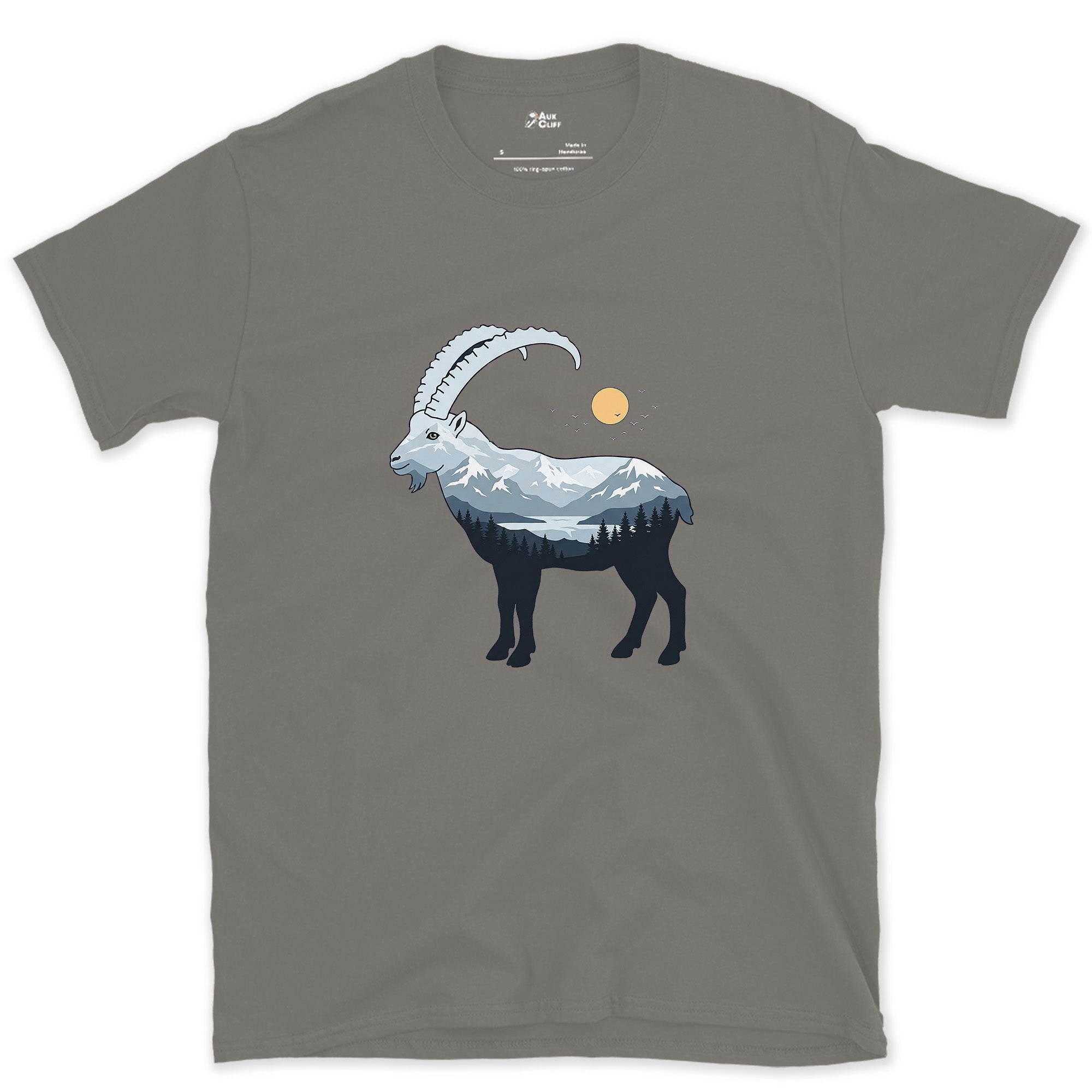 Ibex Treat a Peak Like Flat Ground design on a Charcoal Gildan Softstyle t-shirt