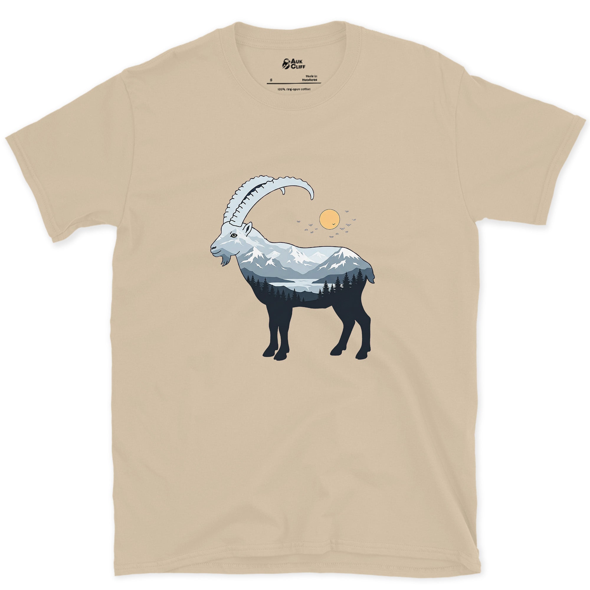 Ibex Treat a Peak Like Flat Ground design on a Sand Gildan Softstyle t-shirt