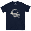 The Ibex Carrying the Whole Range design on a Navy Gildan Softstyle t-shirt