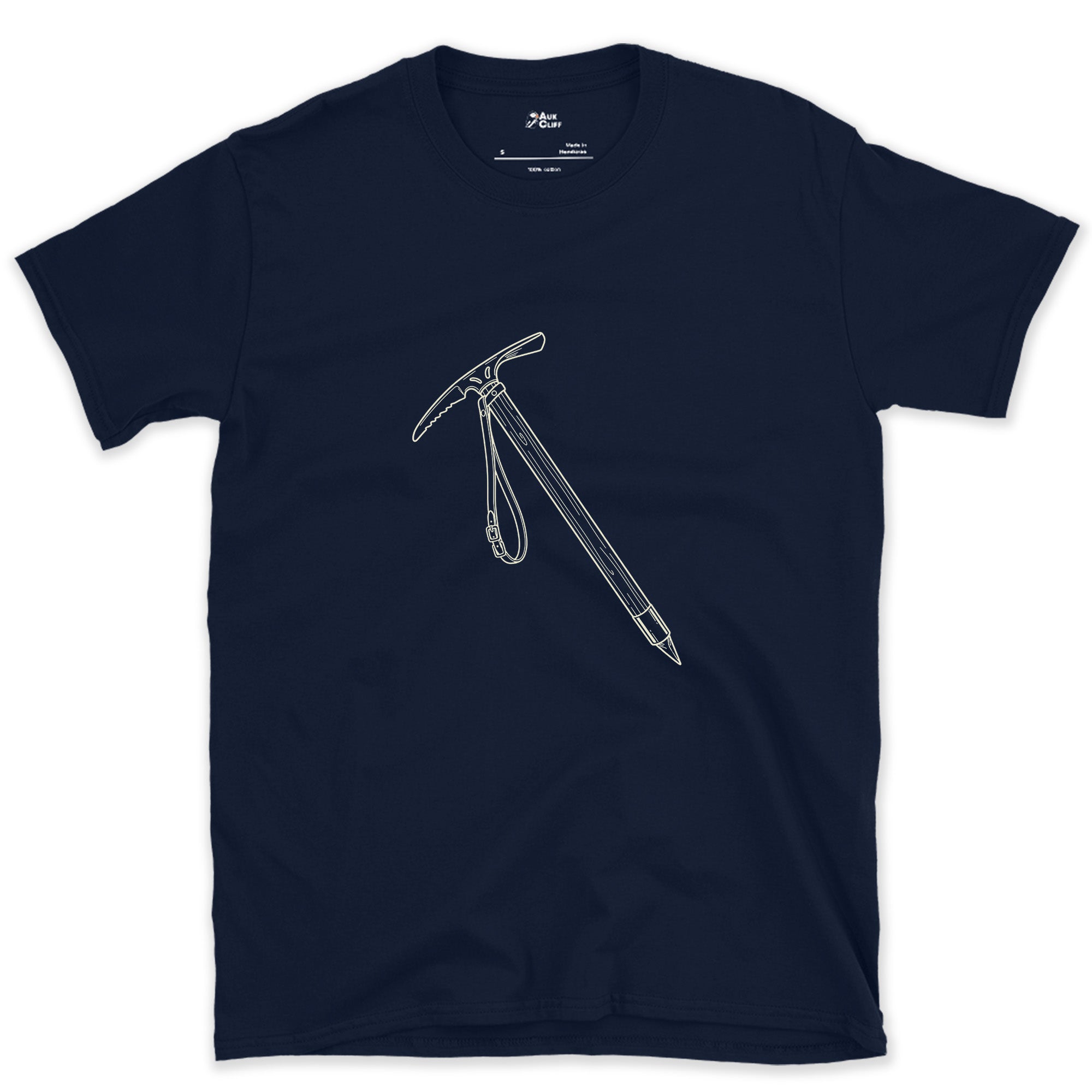 This Ice Axe Goes Everywhere the Rope Does design on a Navy Gildan Softstyle t-shirt
