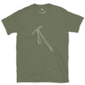 This Ice Axe Goes Everywhere the Rope Does design on a Military Green Gildan Softstyle t-shirt