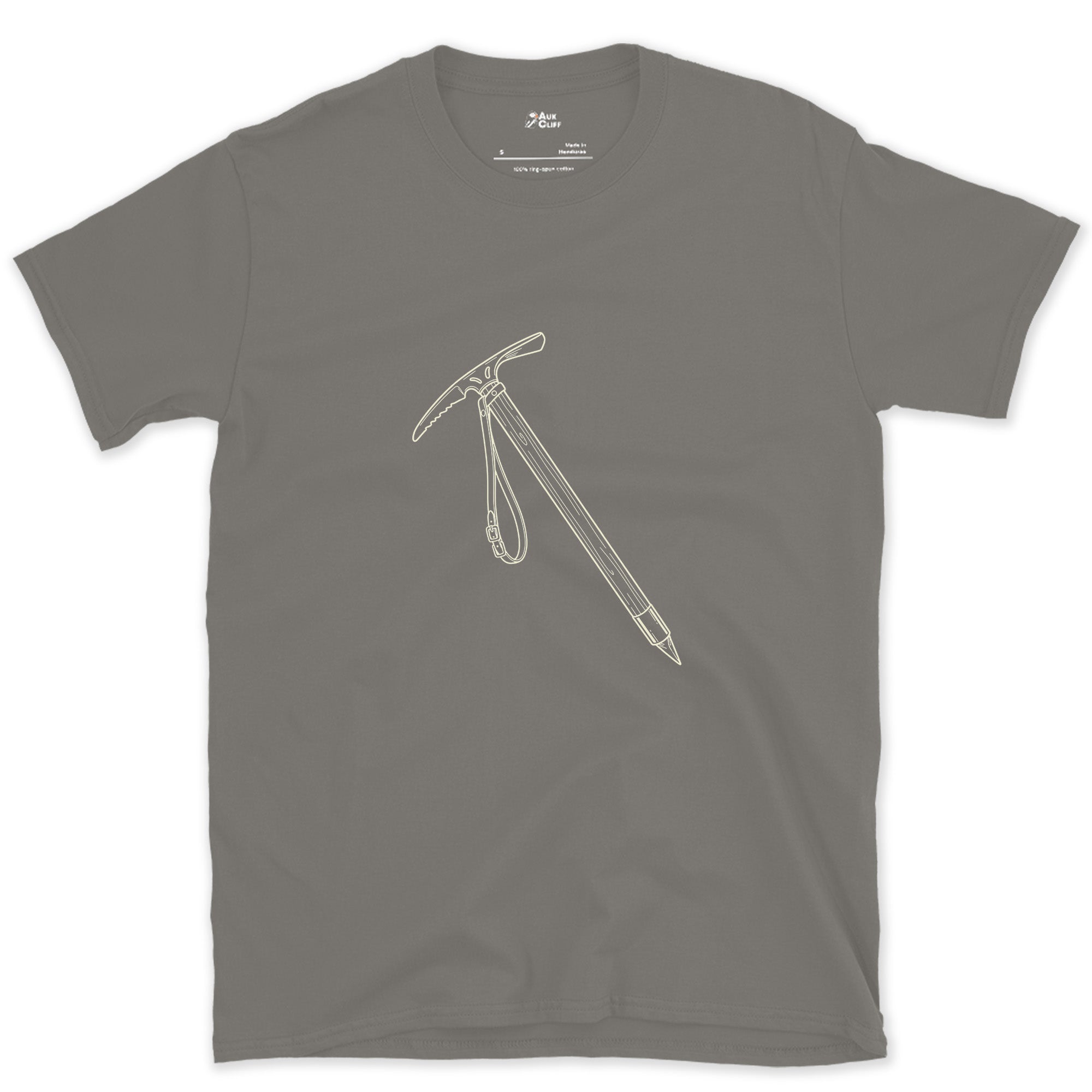 This Ice Axe Goes Everywhere the Rope Does design on a Charcoal Gildan Softstyle t-shirt