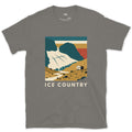 Ice Country, Glacier Meltwater Stream design on a Charcoal Gildan Softstyle t-shirt