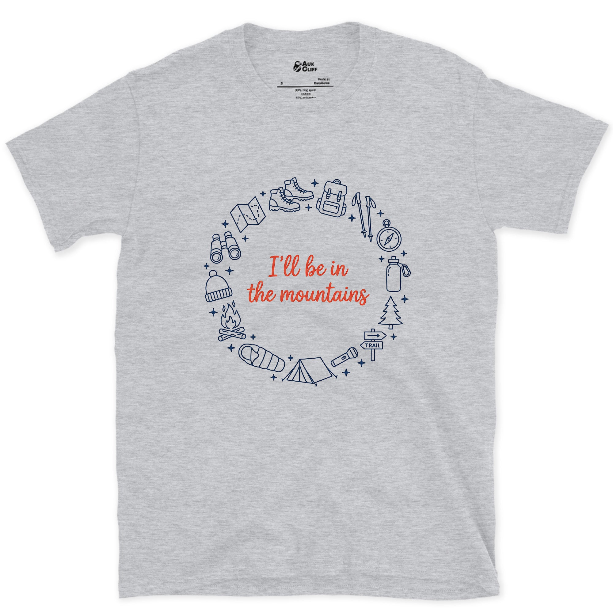 I'll Be in the Mountains design on a Sport Grey Gildan Softstyle t-shirt