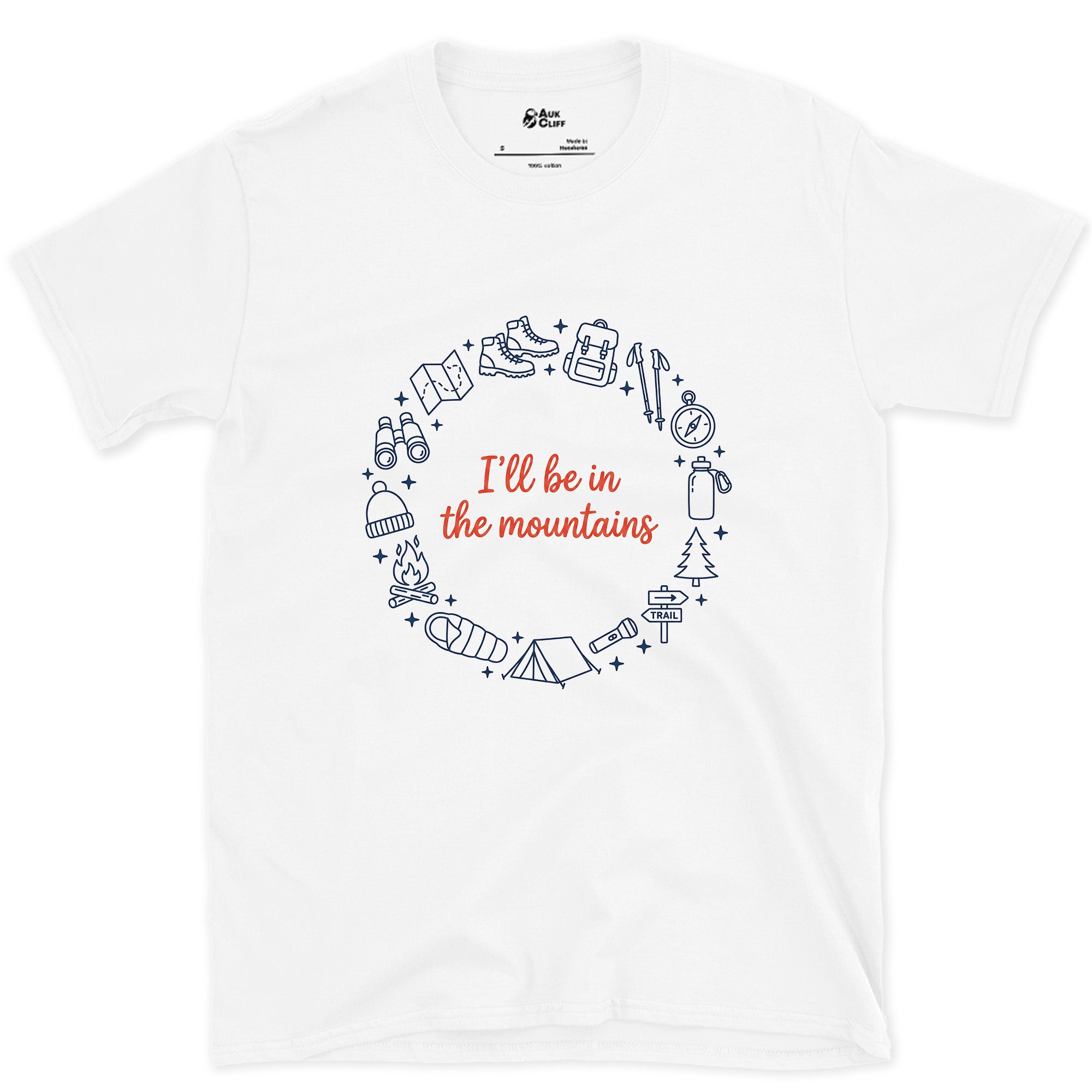 I'll Be in the Mountains design on a White Gildan Softstyle t-shirt
