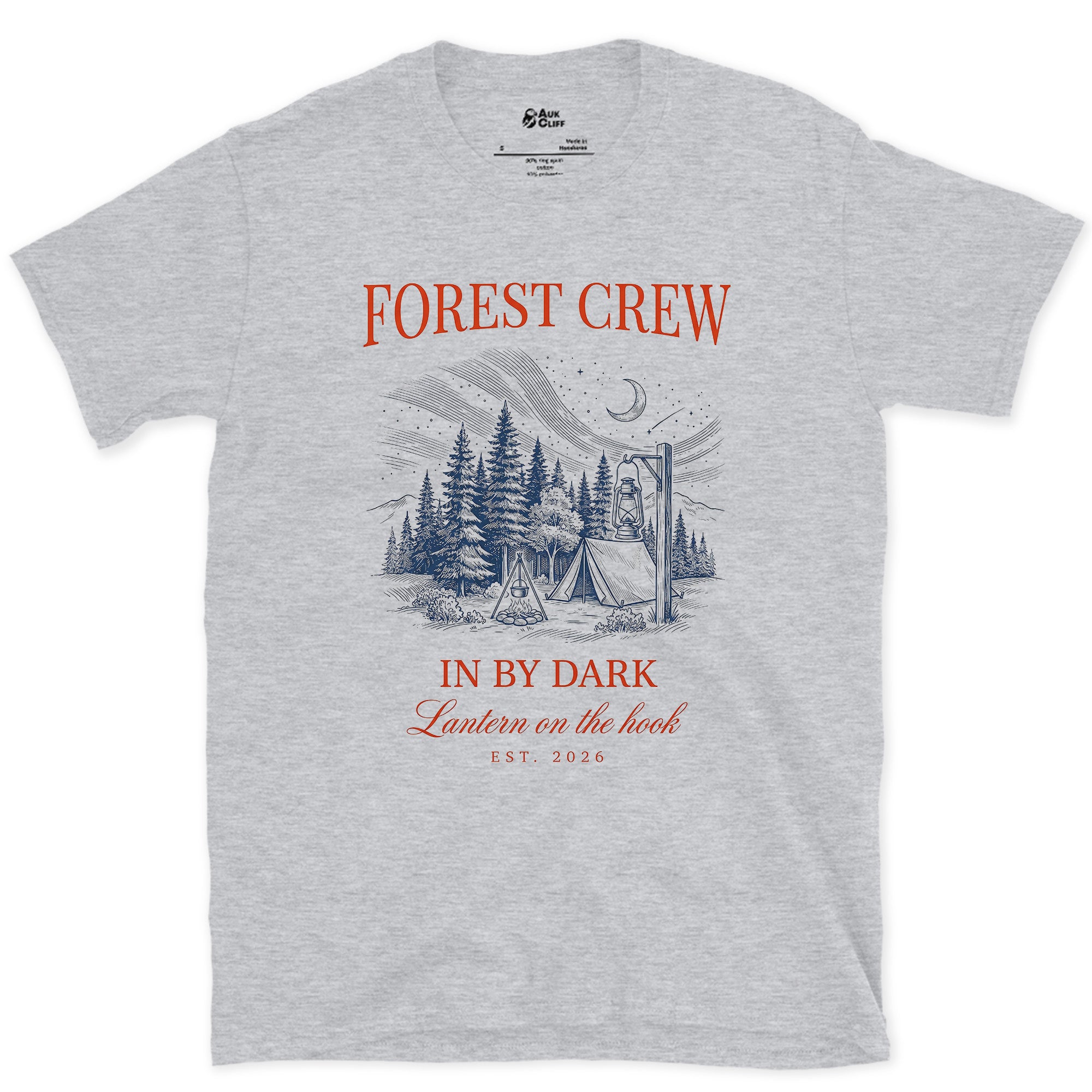 In by Dark, Forest Crew design on a Sport Grey Gildan Softstyle t-shirt