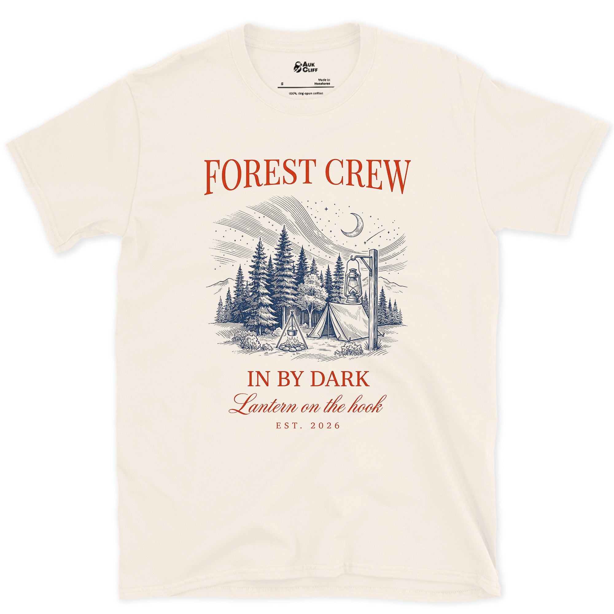 In by Dark, Forest Crew design on a Natural Gildan Softstyle t-shirt