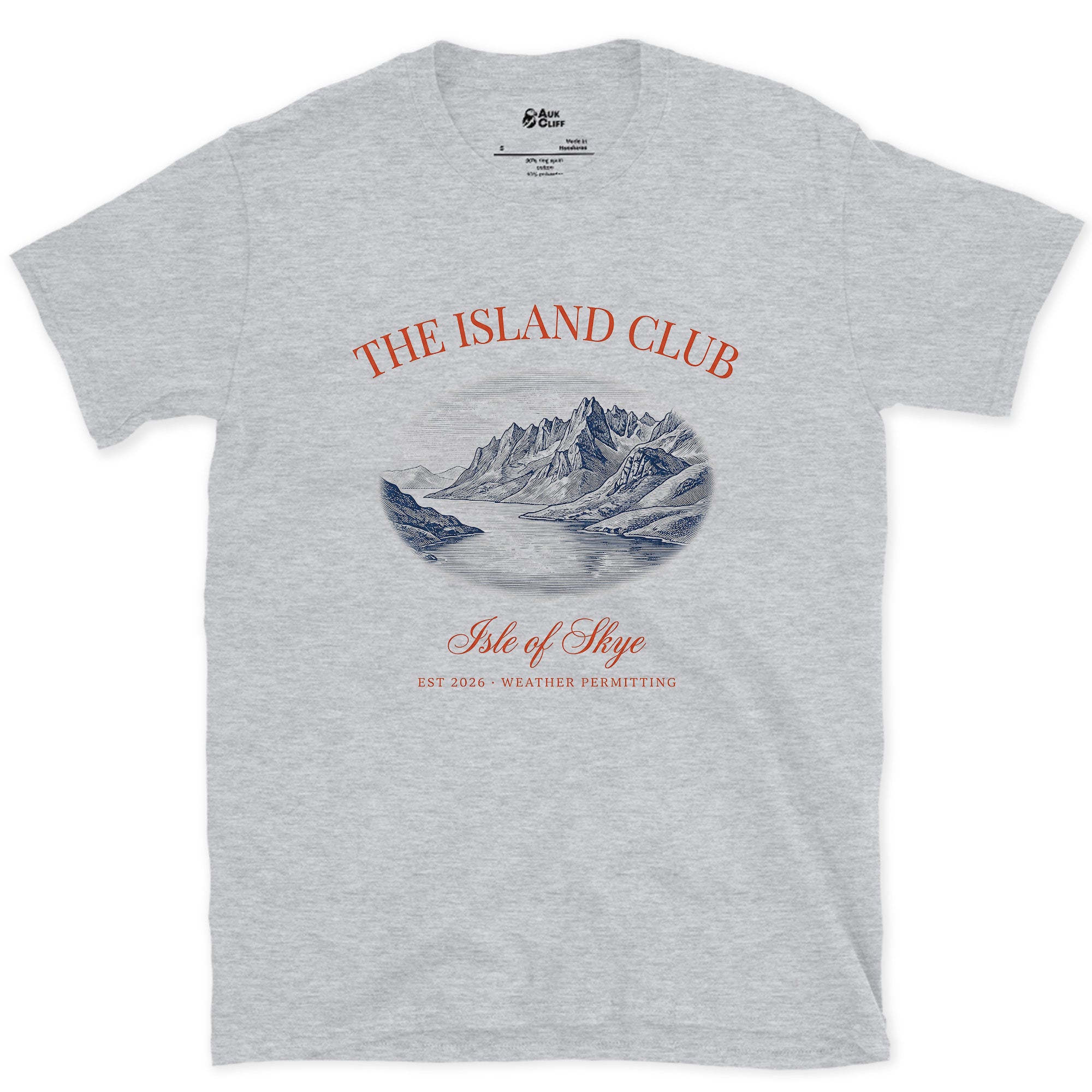 Weather Permitting, Isle of Skye design on a Sport Grey Gildan Softstyle t-shirt