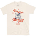 Just One More Hill, Determined Boot design on a Natural Gildan Softstyle t-shirt