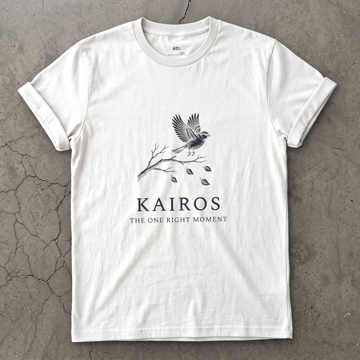 Kairos, the One Right Moment design on a White Gildan Softstyle t-shirt