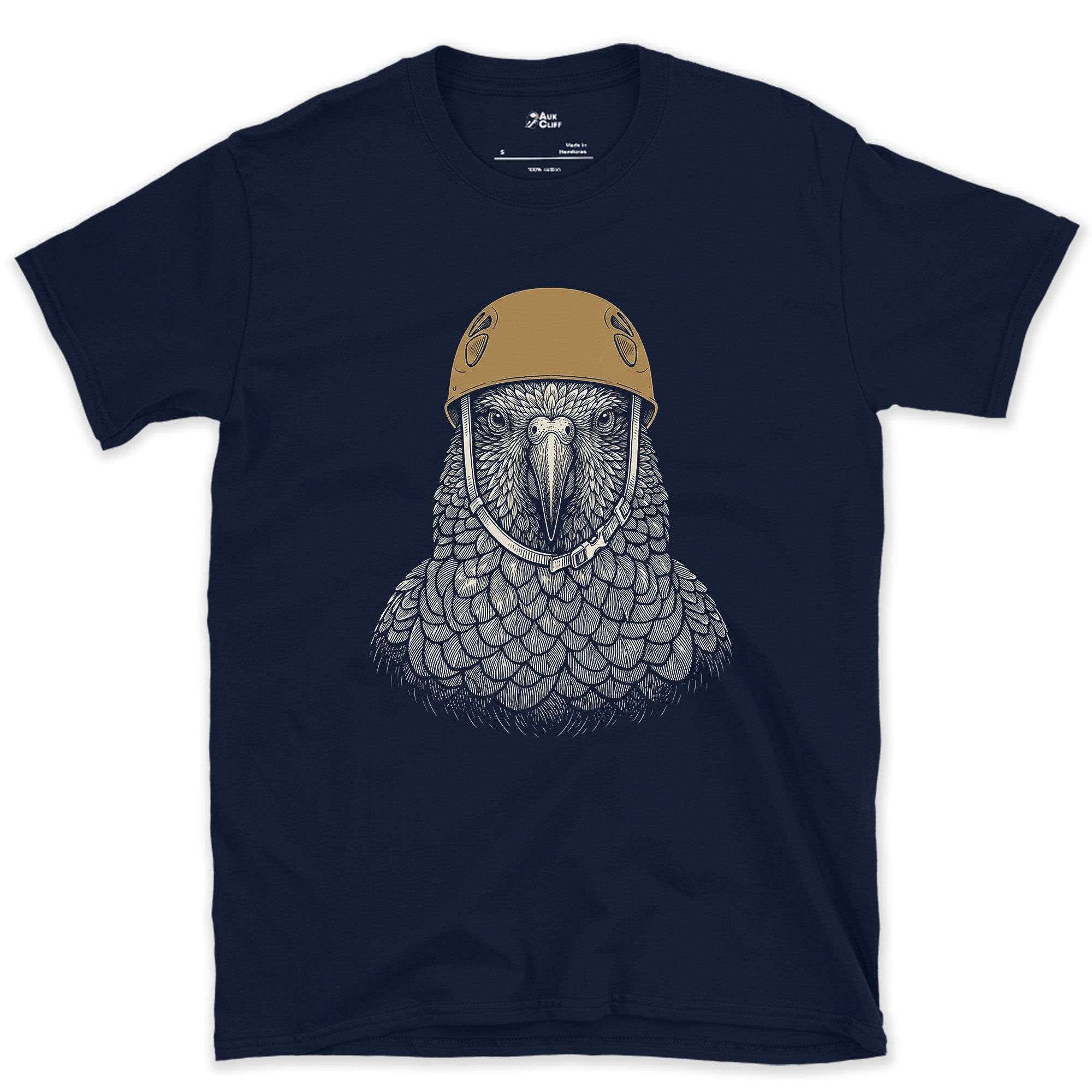 Alpine Kea Parrot design on a Navy Gildan Softstyle t-shirt