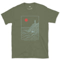Keeper of the Light, Coastal Headland design on a Military Green Gildan Softstyle t-shirt