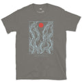 Kelp Forest, Rising Through Open Water design on a Charcoal Gildan Softstyle t-shirt