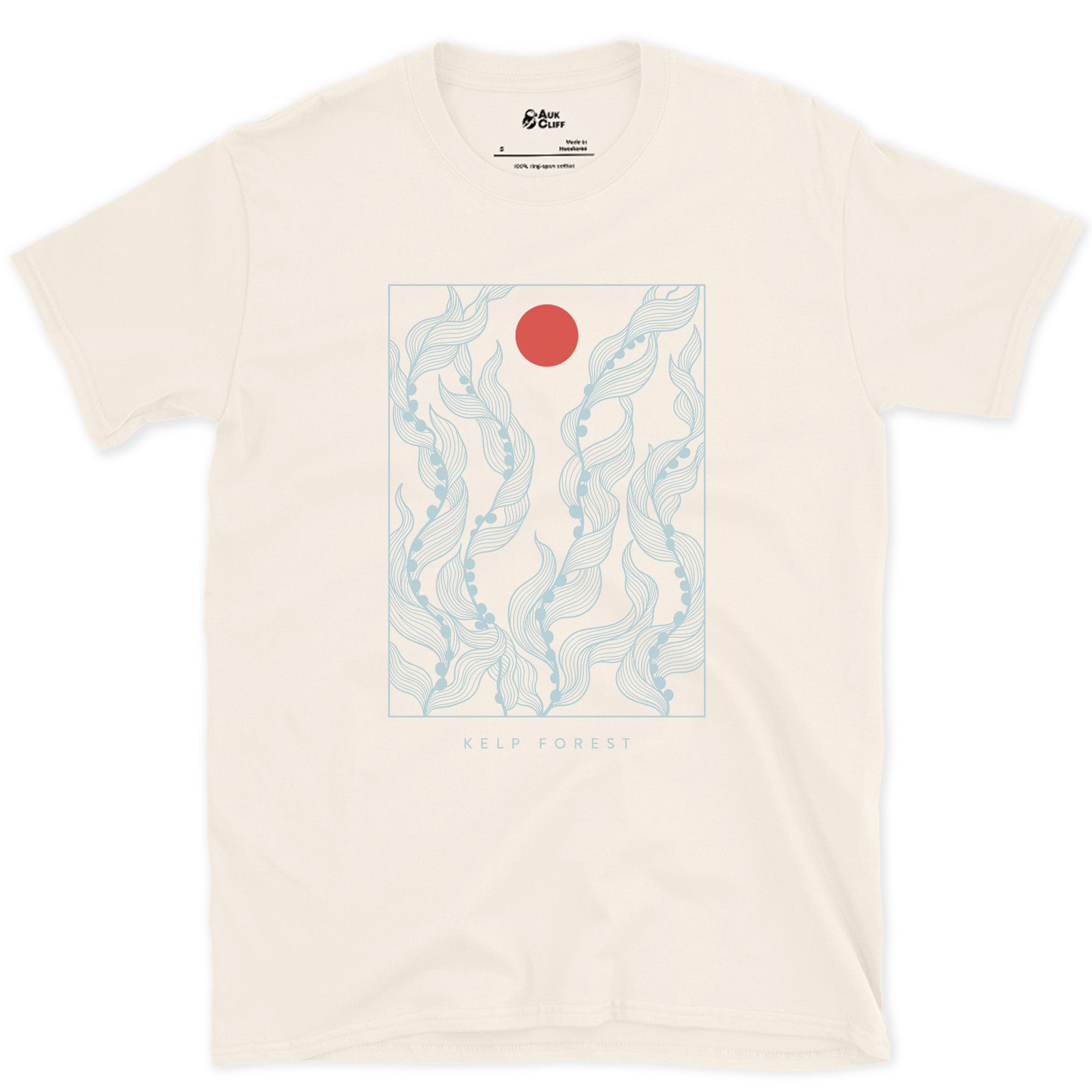 Kelp Forest, Rising Through Open Water design on a Natural Gildan Softstyle t-shirt