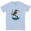Faceted Kingfisher With Its Catch, Light design on a Light Blue Gildan Softstyle t-shirt
