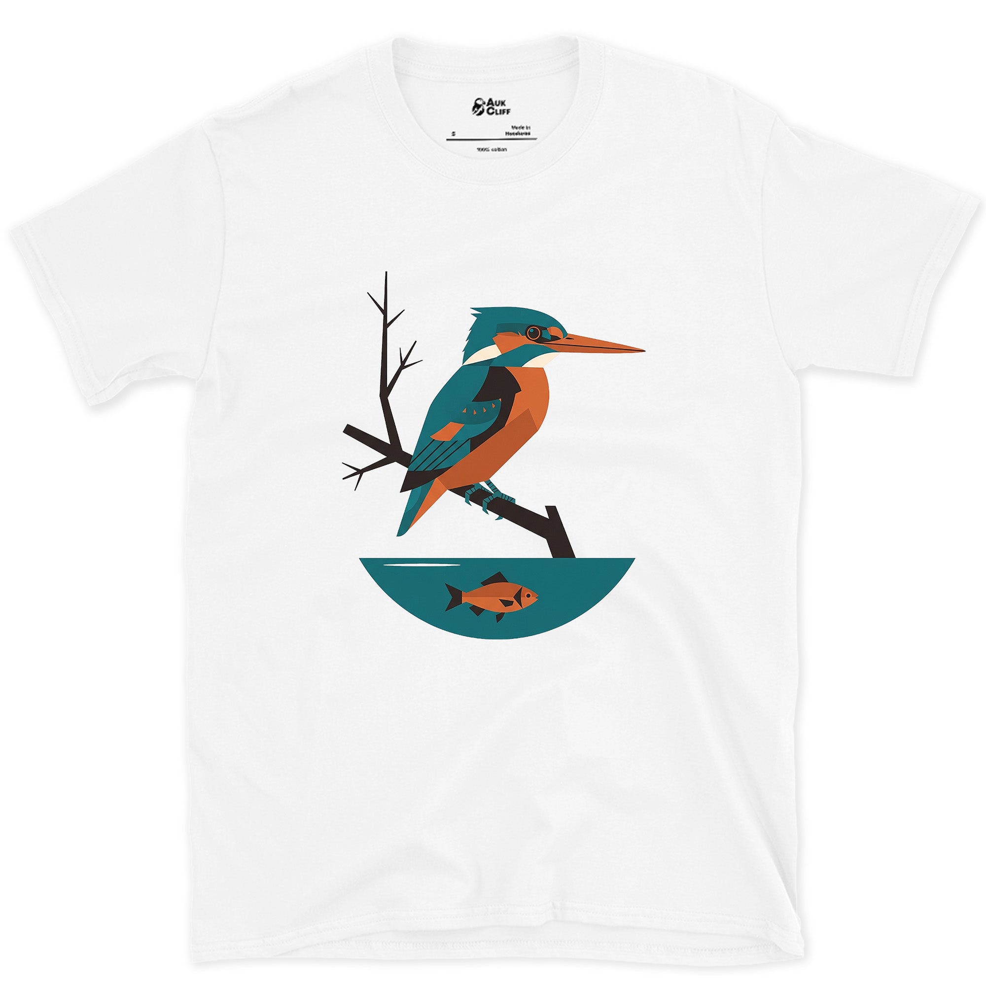 Faceted Kingfisher With Its Catch, Light design on a White Gildan Softstyle t-shirt