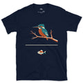 Faceted Kingfisher With Its Catch, Dark design on a Navy Gildan Softstyle t-shirt