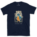 Packed the Kitchen Sink, Kingfisher Hiker design on a Navy Gildan Softstyle t-shirt