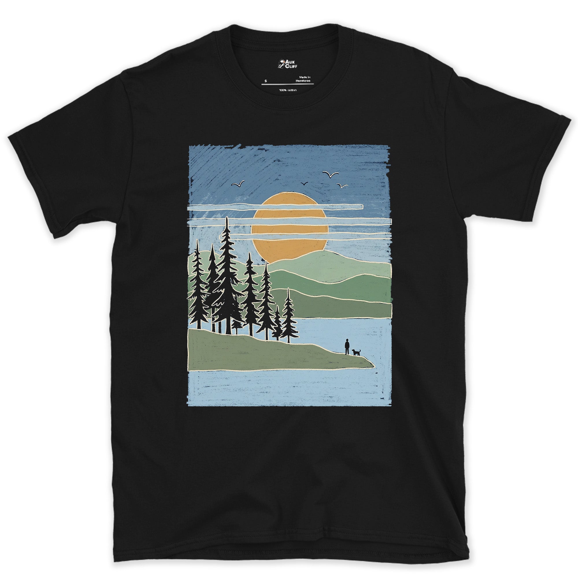Just Standing at the Edge, Hiker Looking Out design on a Black Gildan Softstyle t-shirt