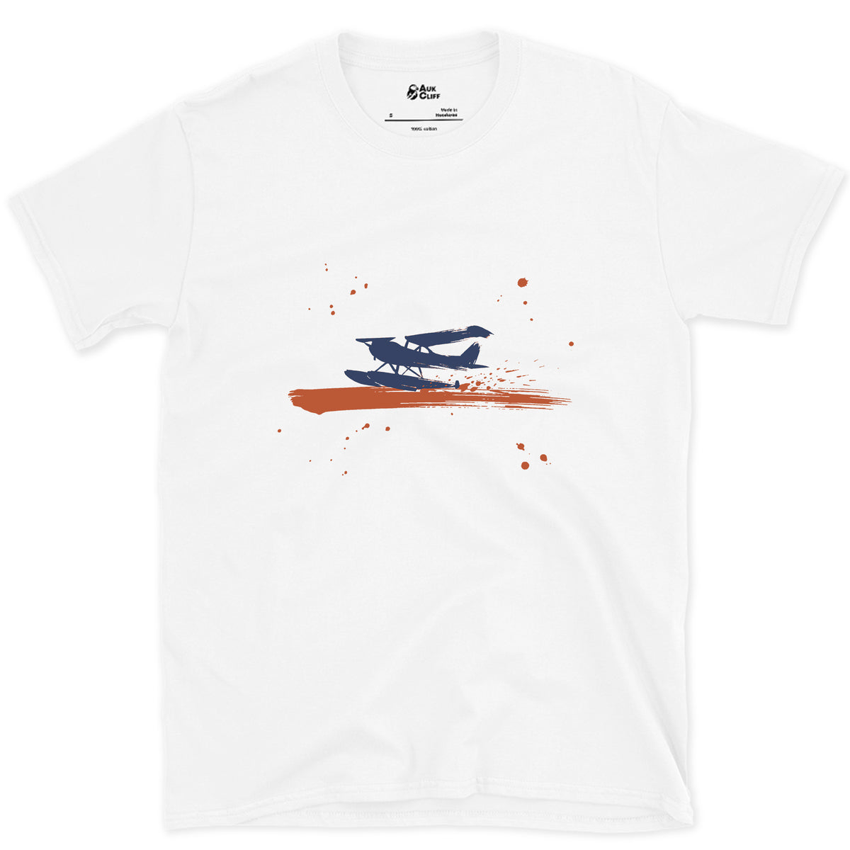 Landed on the Water design on a White Gildan Softstyle t-shirt