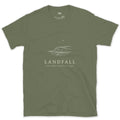 Landfall, First Sight of Land From the Trail design on a Military Green Gildan Softstyle t-shirt
