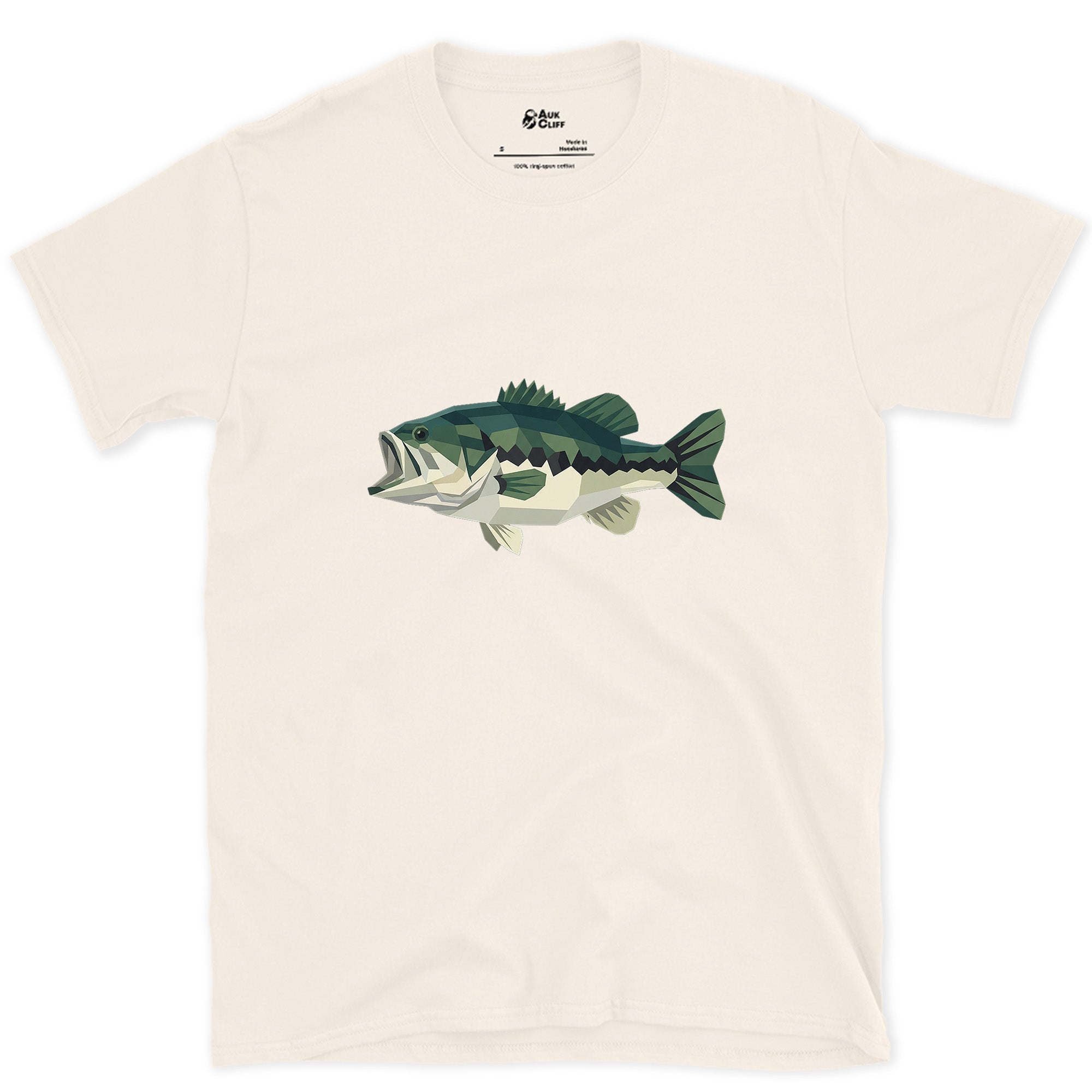 Wide Jaw Still Reads in Sharp Angles, Largemouth Bass design on a Natural Gildan Softstyle t-shirt