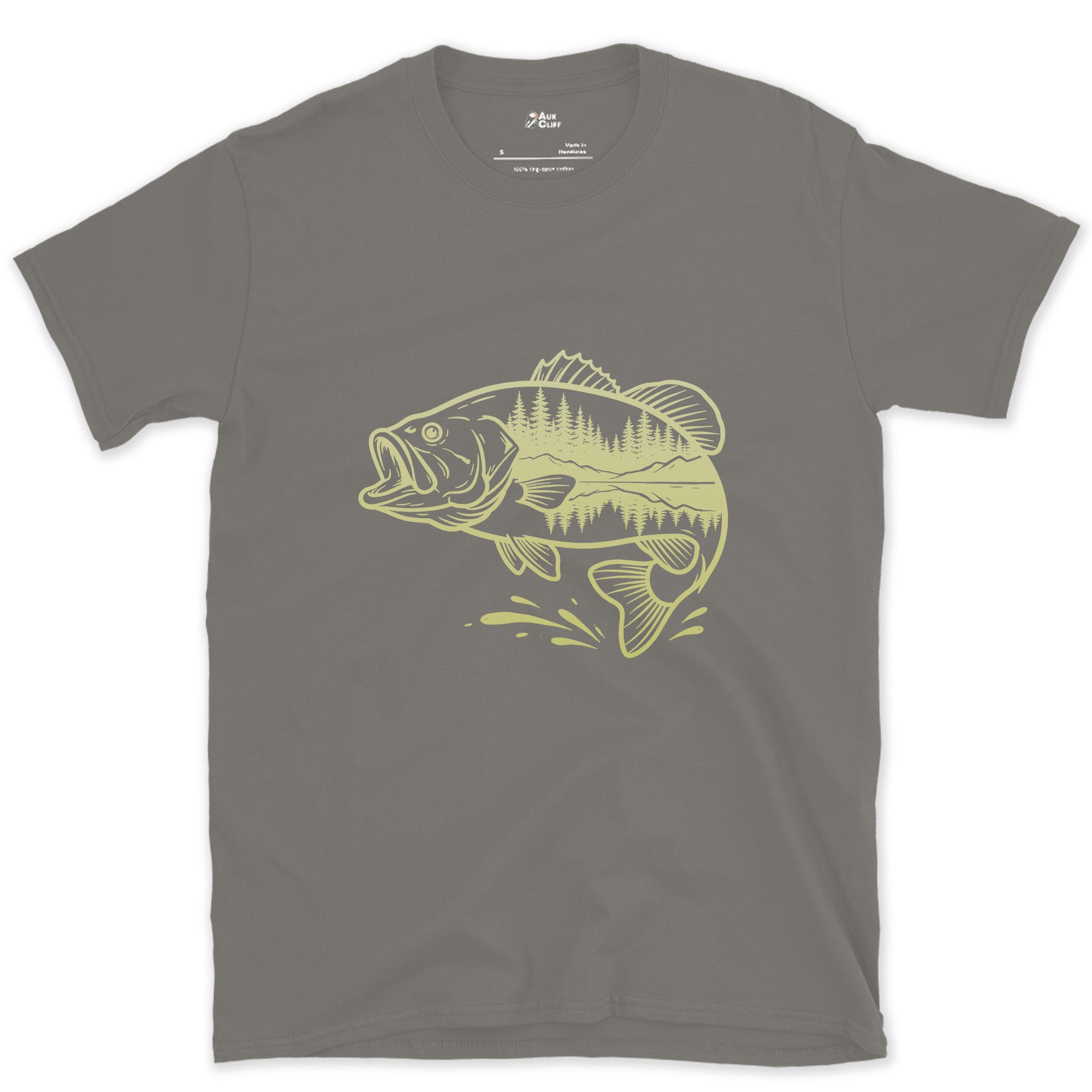 The Whole Forest Inside a Largemouth design on a Charcoal Gildan Softstyle t-shirt