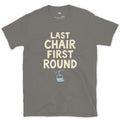 Last Chair First Round Gondola design on a Charcoal Gildan Softstyle t-shirt