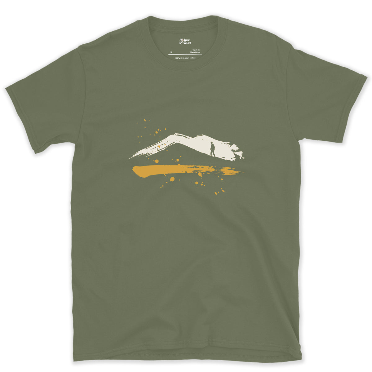 Last One Off the Ridge design on a Military Green Gildan Softstyle t-shirt