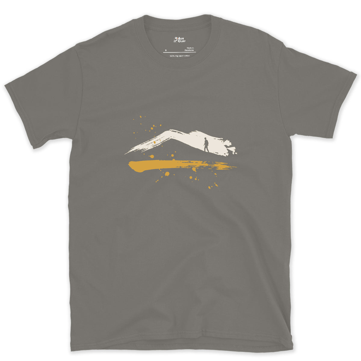 Last One Off the Ridge design on a Charcoal Gildan Softstyle t-shirt