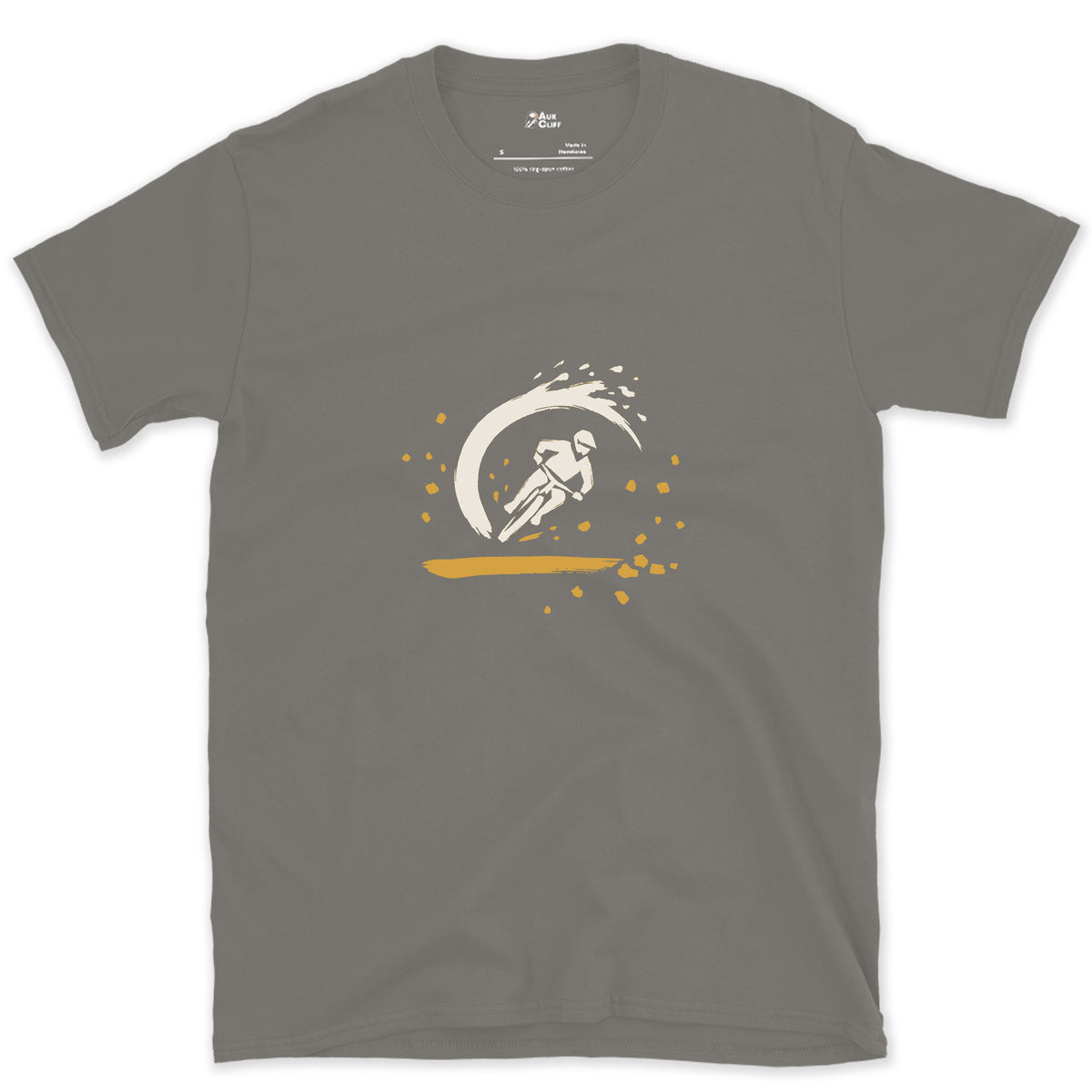 Leaned Into the Berm design on a Charcoal Gildan Softstyle t-shirt
