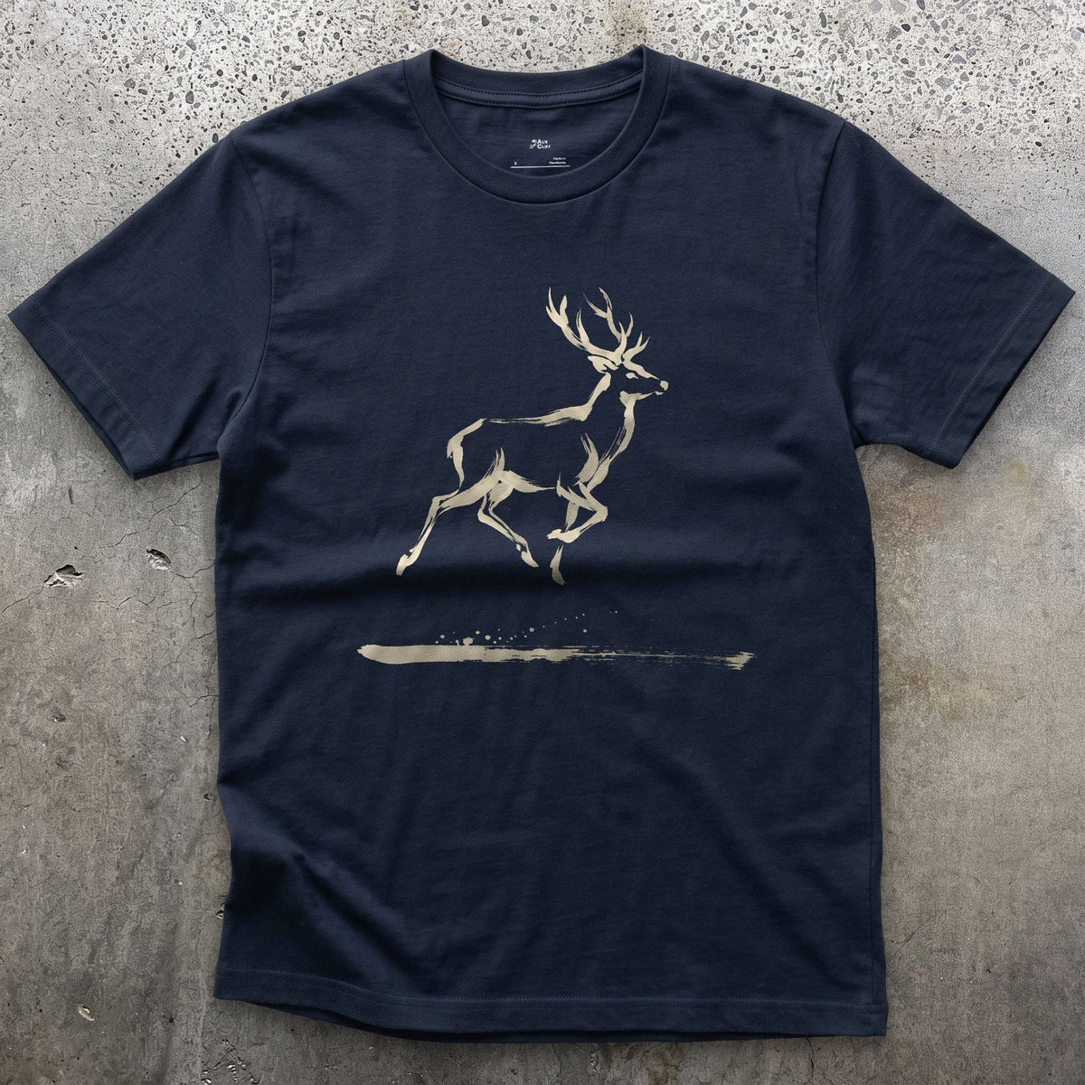 Barely There, Just Enough to Read Deer design on a Navy Gildan Softstyle t-shirt