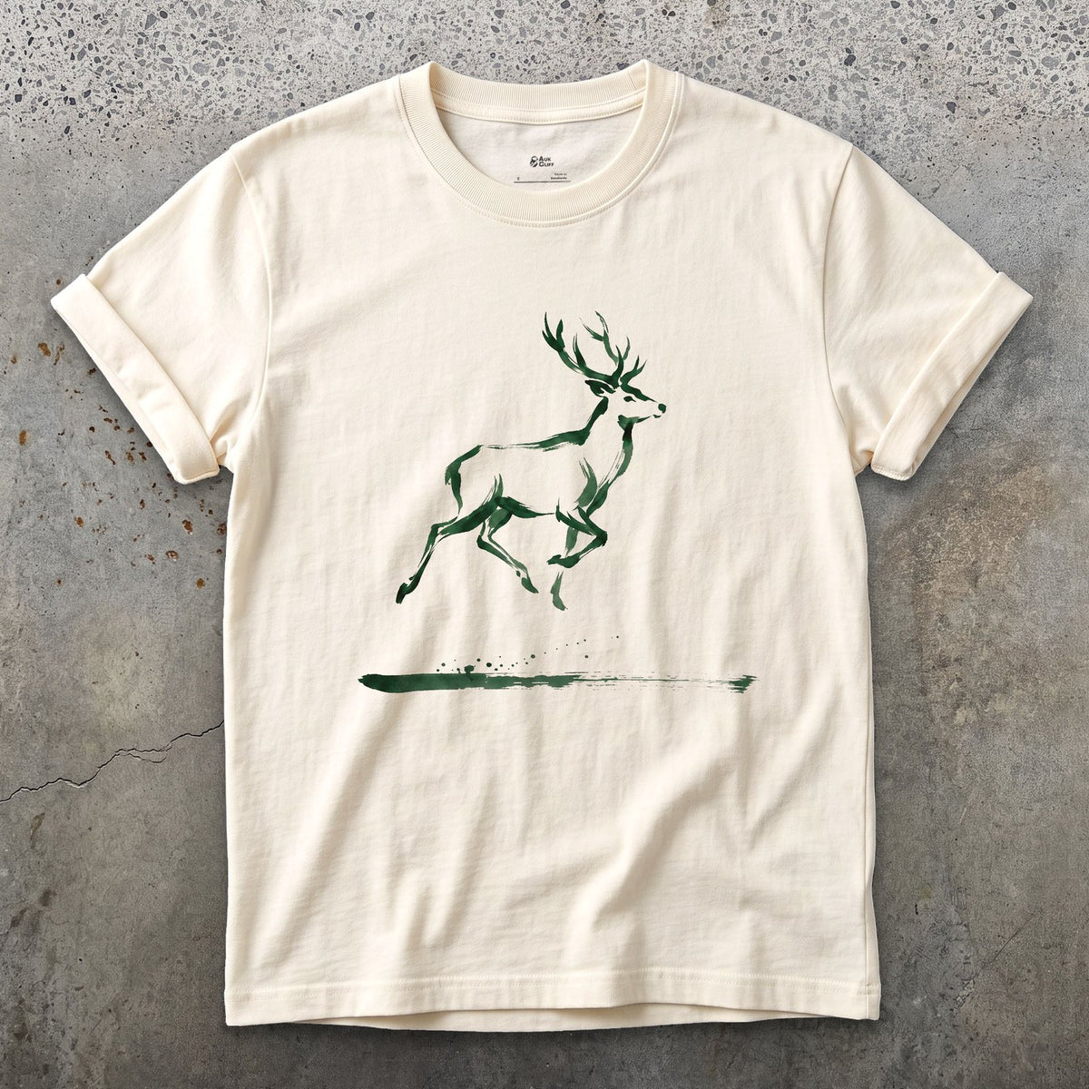 Barely There, Just Enough to Read Deer design on a Natural Gildan Softstyle t-shirt