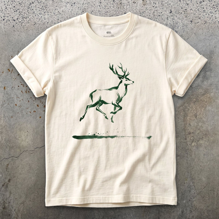 Barely There, Just Enough to Read Deer design on a Natural Gildan Softstyle t-shirt