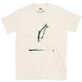 One Stroke, Leaping Fish design on a Natural Gildan Softstyle t-shirt