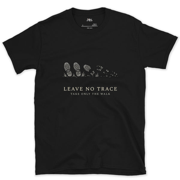 Leave No Trace, Take Only the Walk design on a Black Gildan Softstyle t-shirt