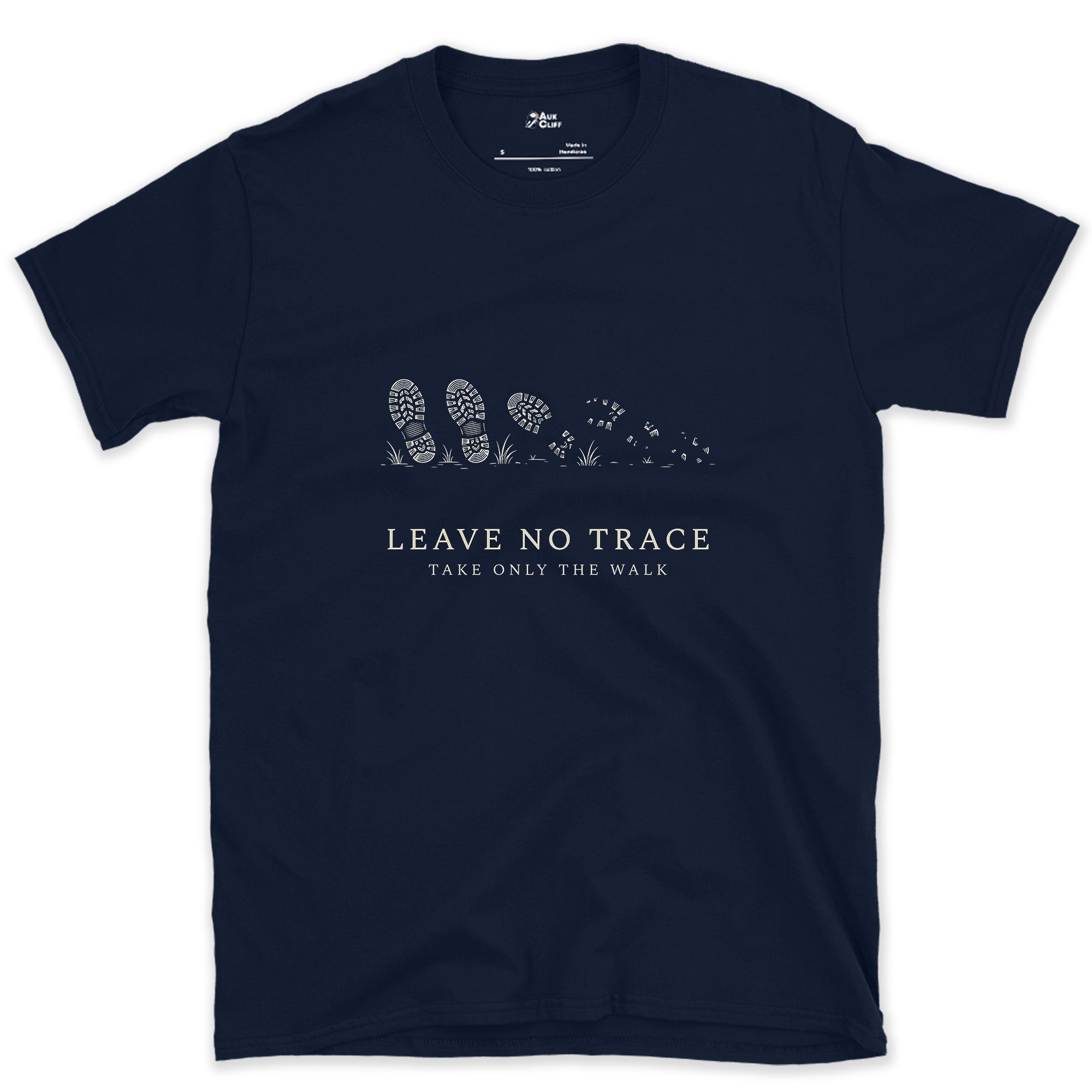 Leave No Trace, Take Only the Walk design on a Navy Gildan Softstyle t-shirt
