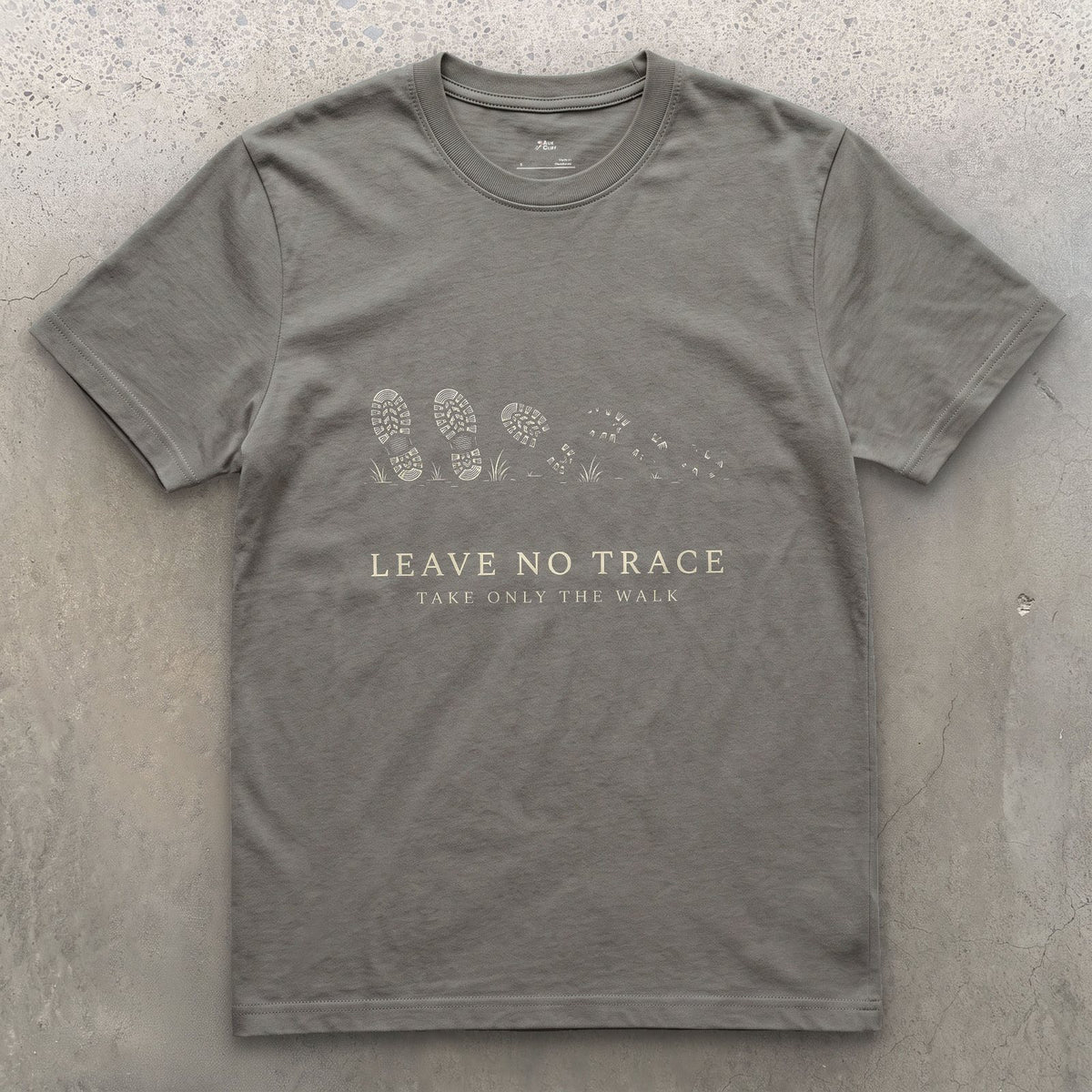 Leave No Trace, Take Only the Walk design on a Charcoal Gildan Softstyle t-shirt