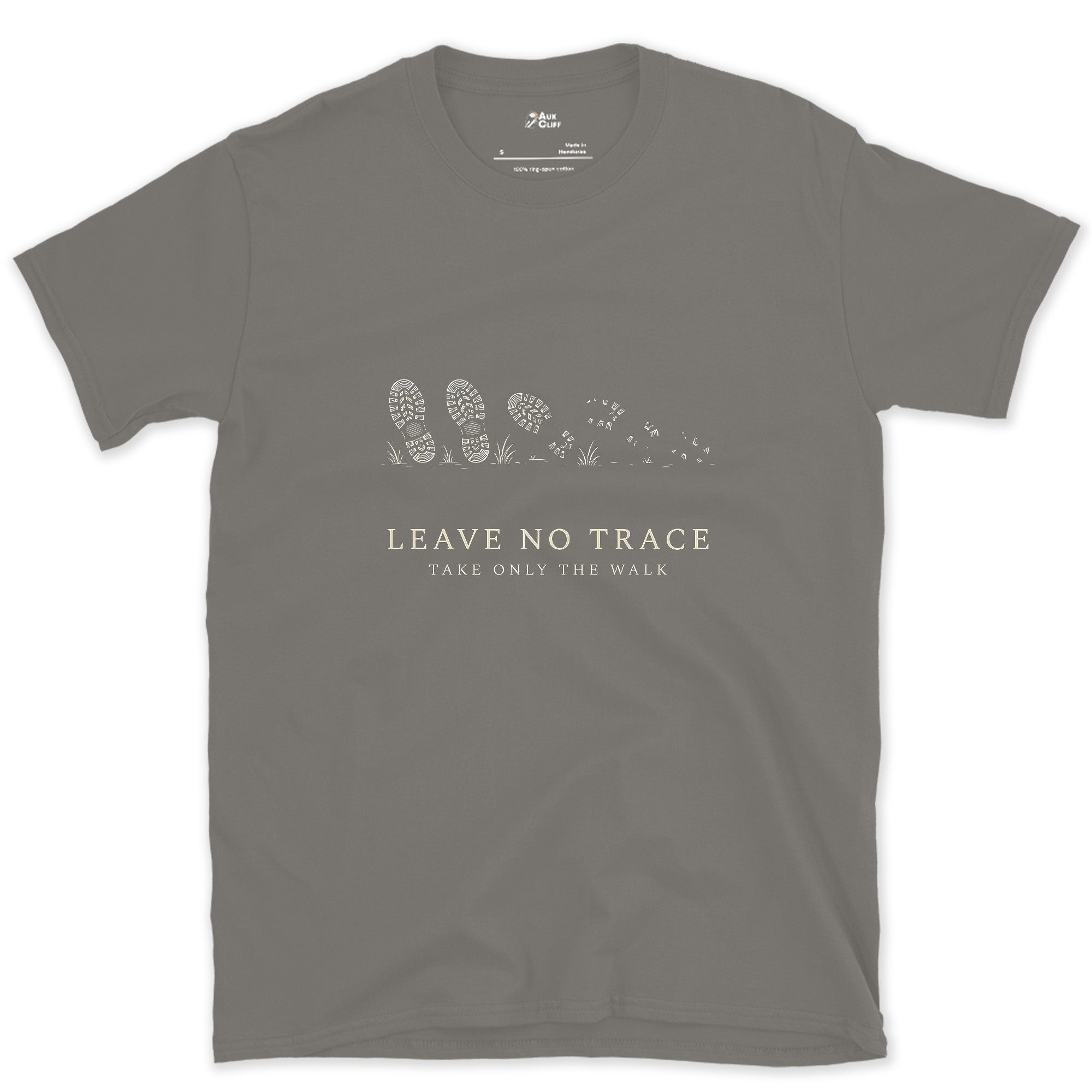 Leave No Trace, Take Only the Walk design on a Charcoal Gildan Softstyle t-shirt