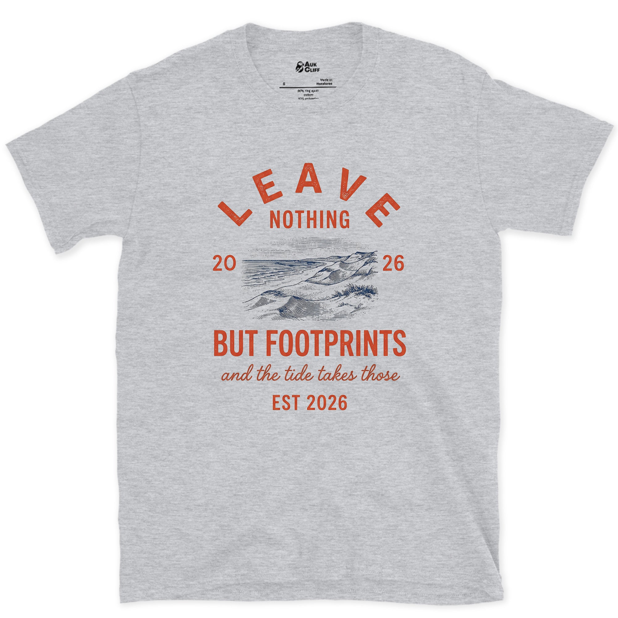 Leave Nothing but Footprints, the Tide Takes Those design on a Sport Grey Gildan Softstyle t-shirt