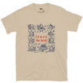Leave the Locals, Fish Head Grid design on a Sand Gildan Softstyle t-shirt