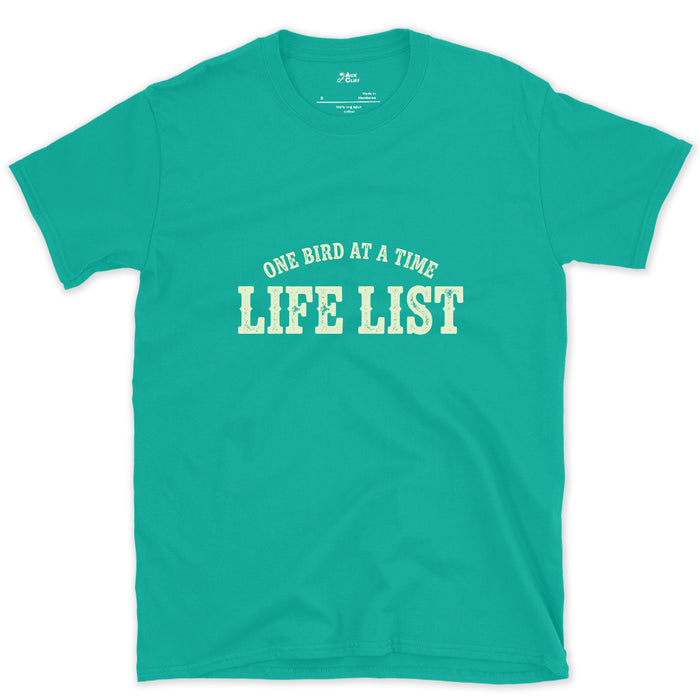 Life List With a Perched Bird, Light design on a Jade Dome Gildan Softstyle t-shirt