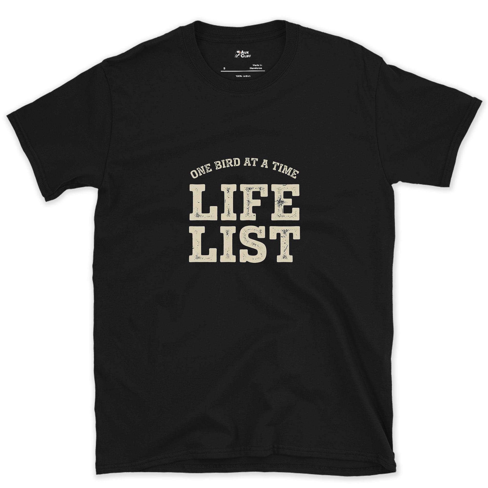 Life List With a Perched Bird, Dark design on a Black Gildan Softstyle t-shirt
