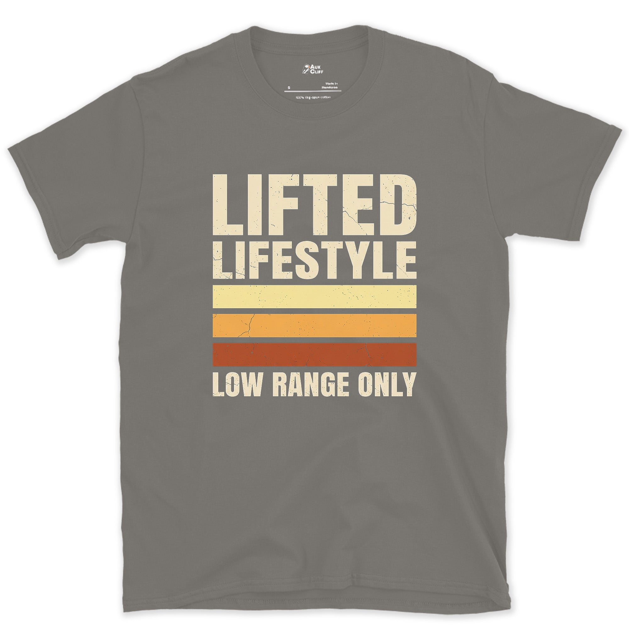 Lifted Lifestyle, Low Range Only design on a Charcoal Gildan Softstyle t-shirt